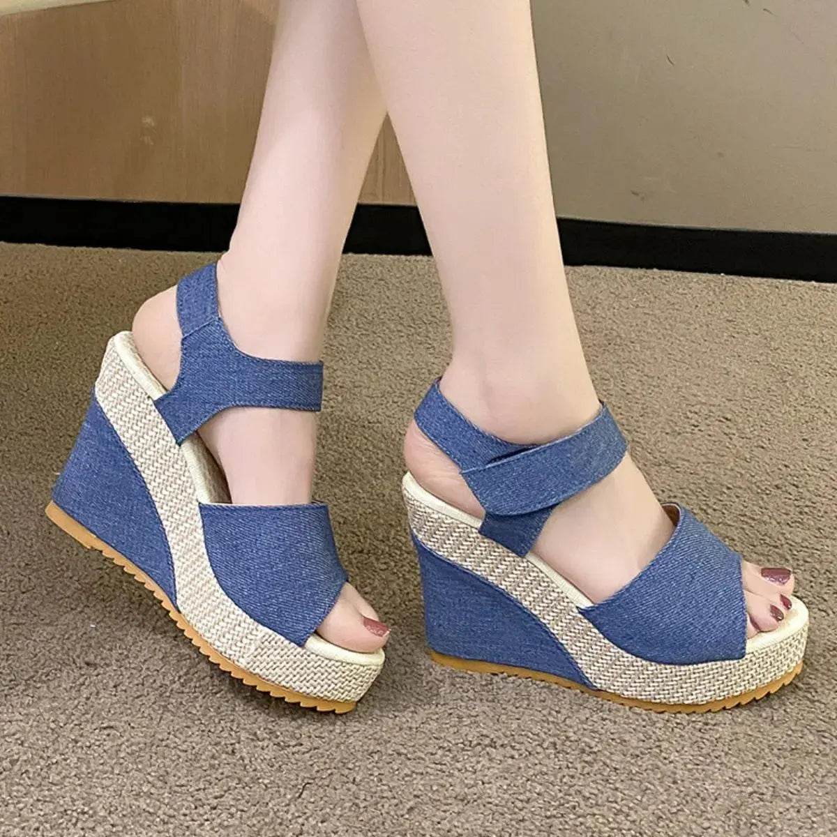 Peep Toe Wedge Sandals - Velveta Studio