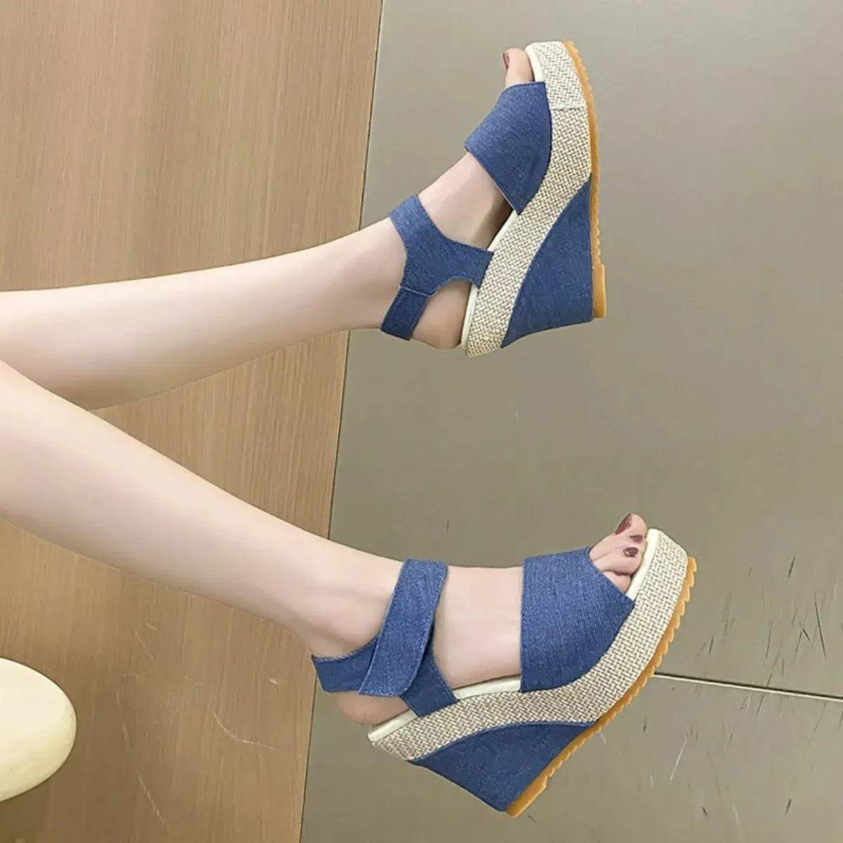Peep Toe Wedge Sandals - Velveta Studio