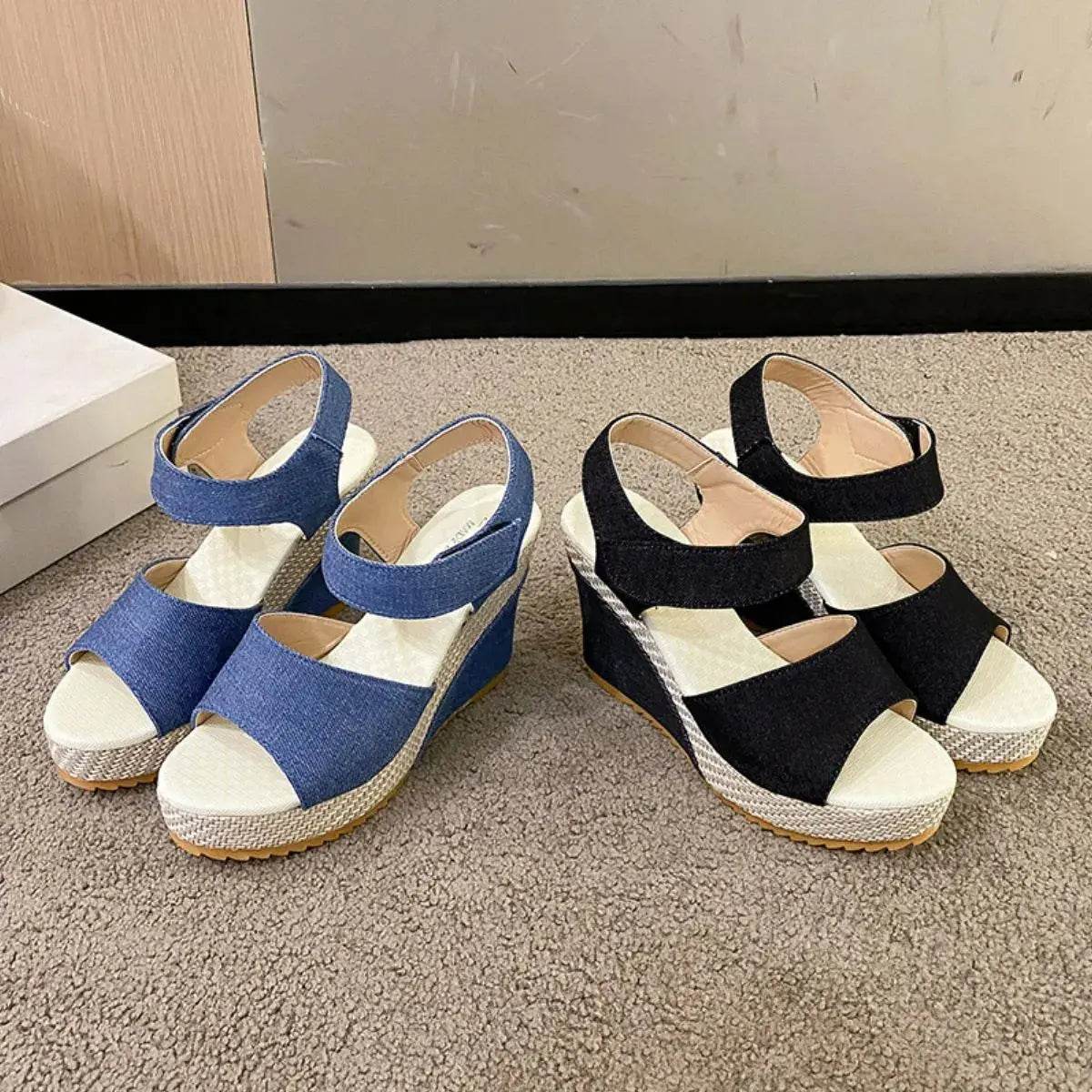 Peep Toe Wedge Sandals - Velveta Studio