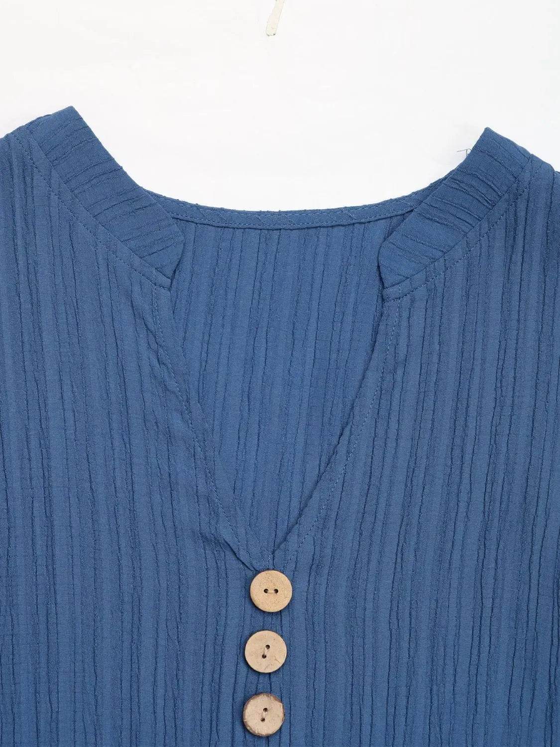 Perfee Decorative Button Notched Sleeveless Tiered Dress - Velveta Studio