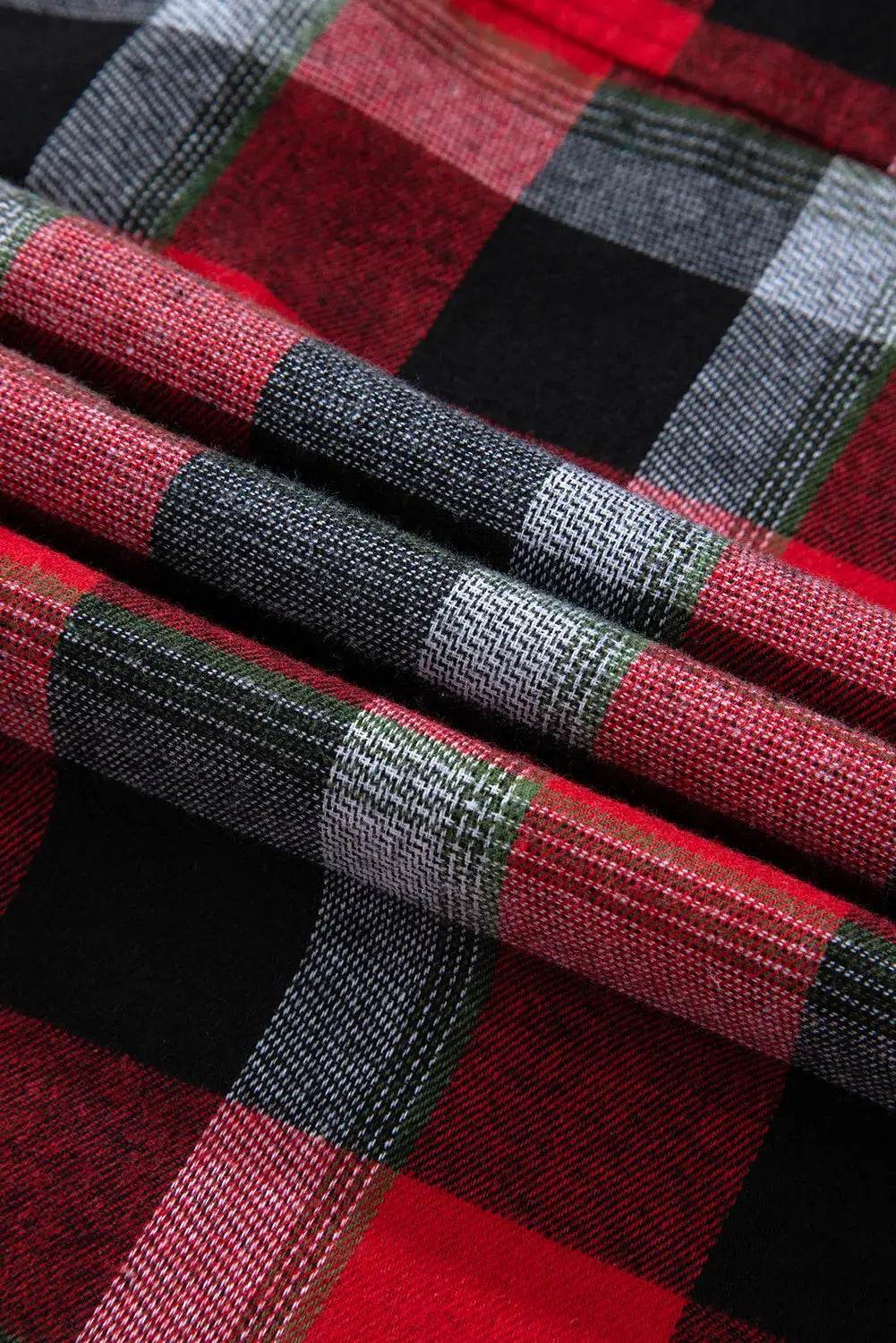 Plaid Long Sleeve Top and Pants Lounge Set - Velveta Studio