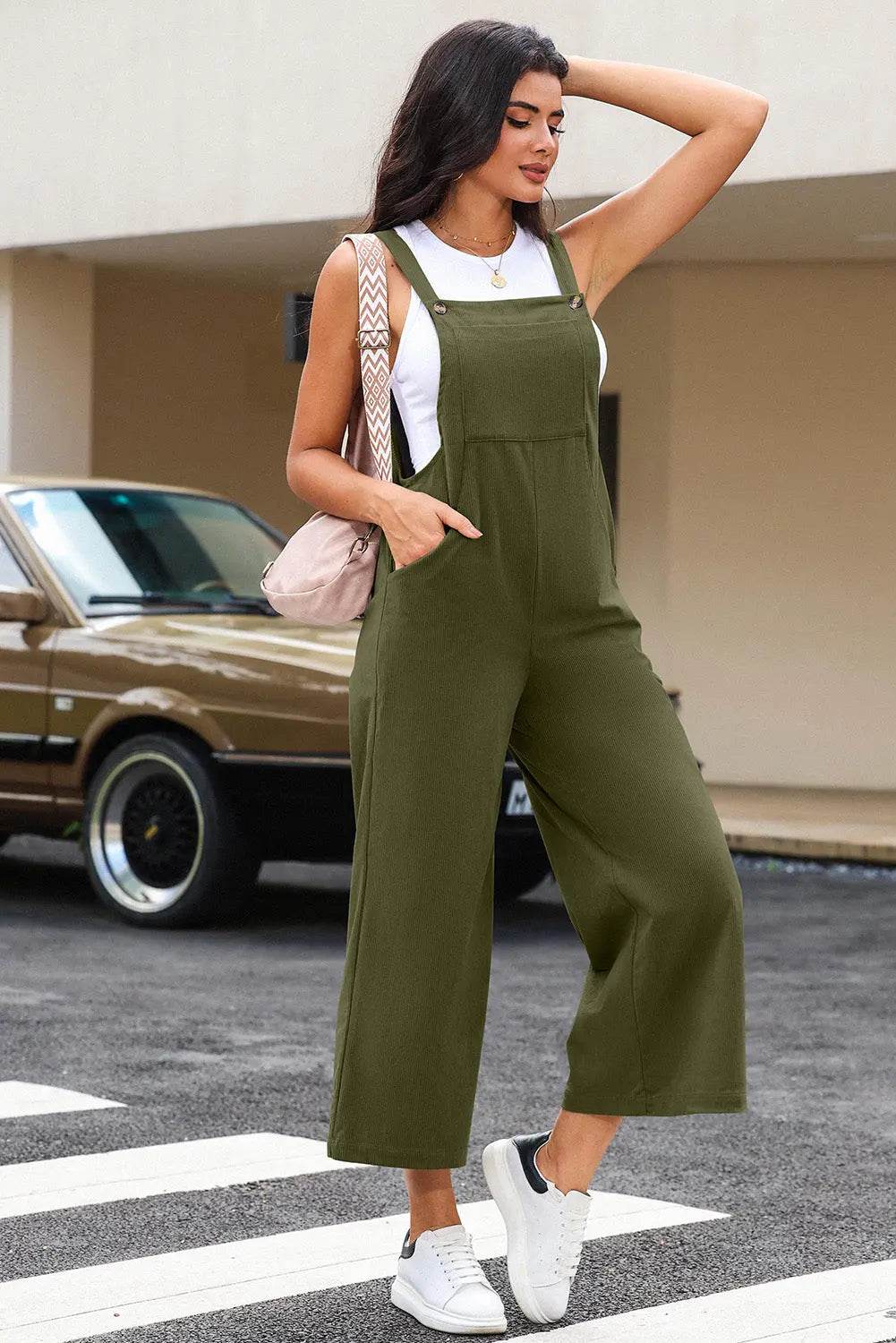 Pocketed Wide Leg Overall - Velveta Studio