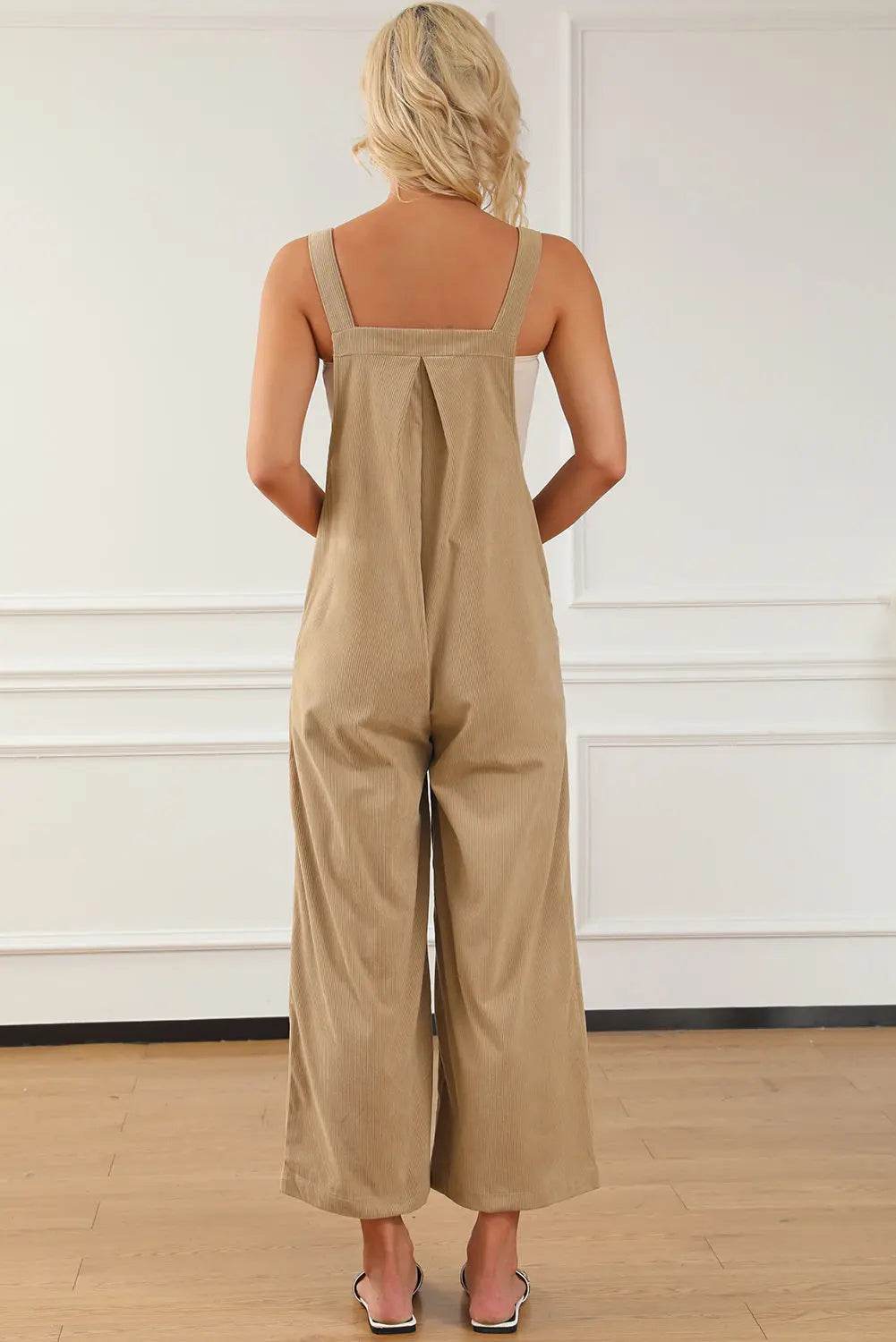 Pocketed Wide Leg Overall - Velveta Studio