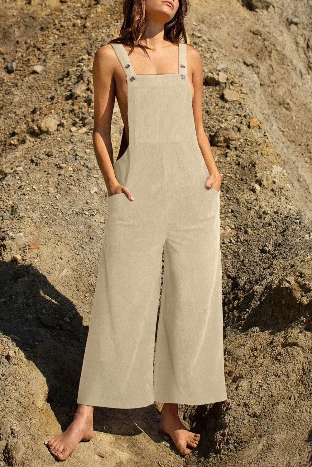 Pocketed Wide Leg Overall - Velveta Studio