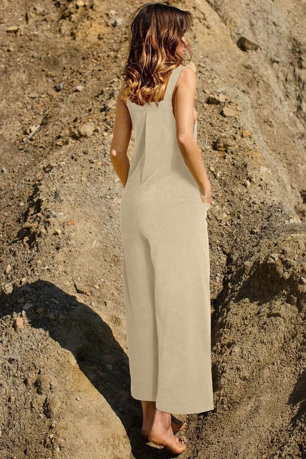 Pocketed Wide Leg Overall - Velveta Studio