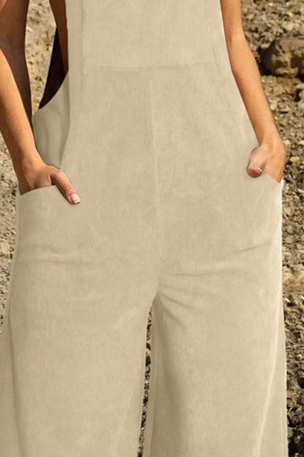 Pocketed Wide Leg Overall - Velveta Studio