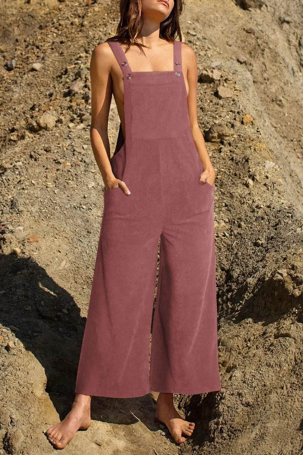 Pocketed Wide Leg Overall - Velveta Studio