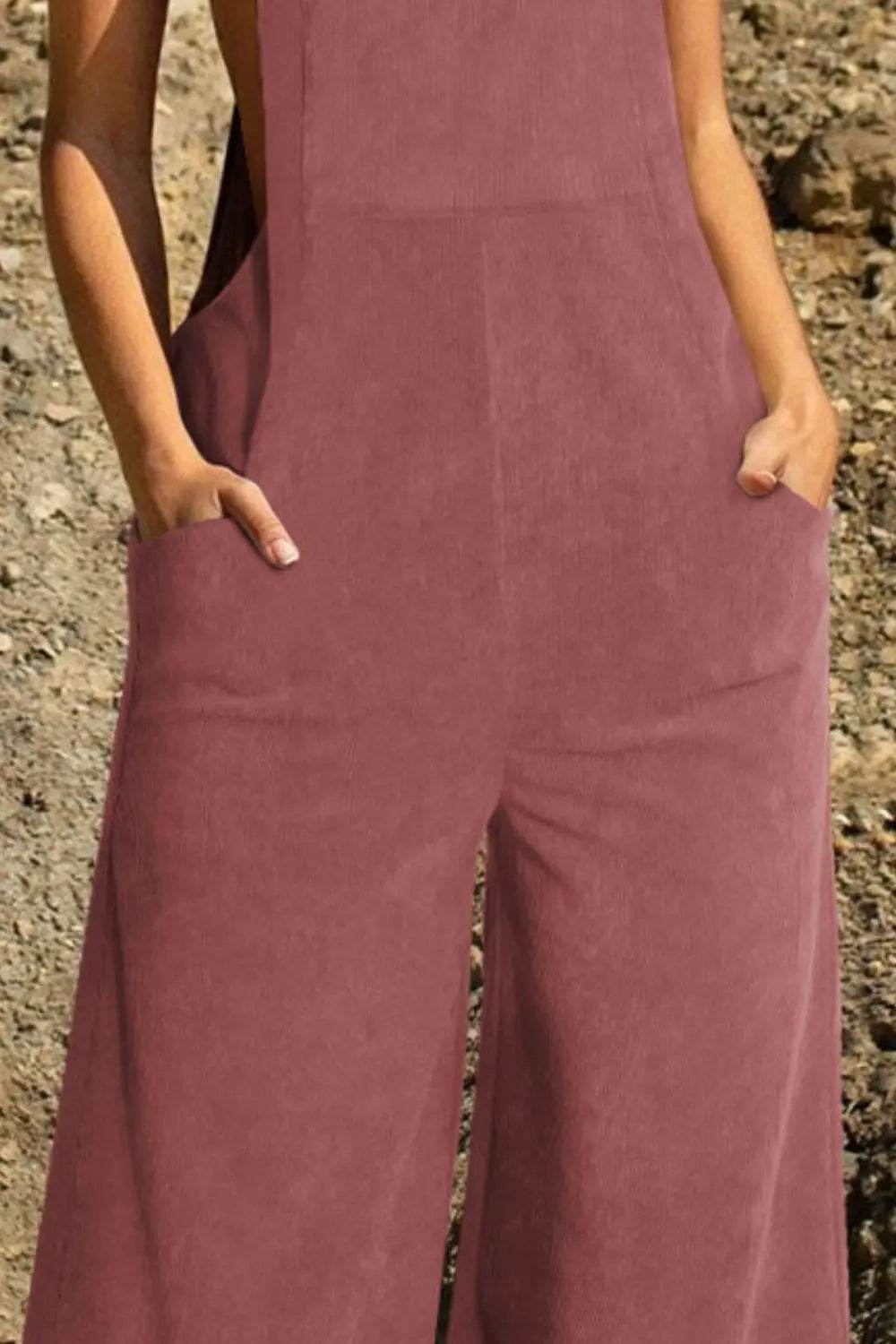 Pocketed Wide Leg Overall - Velveta Studio