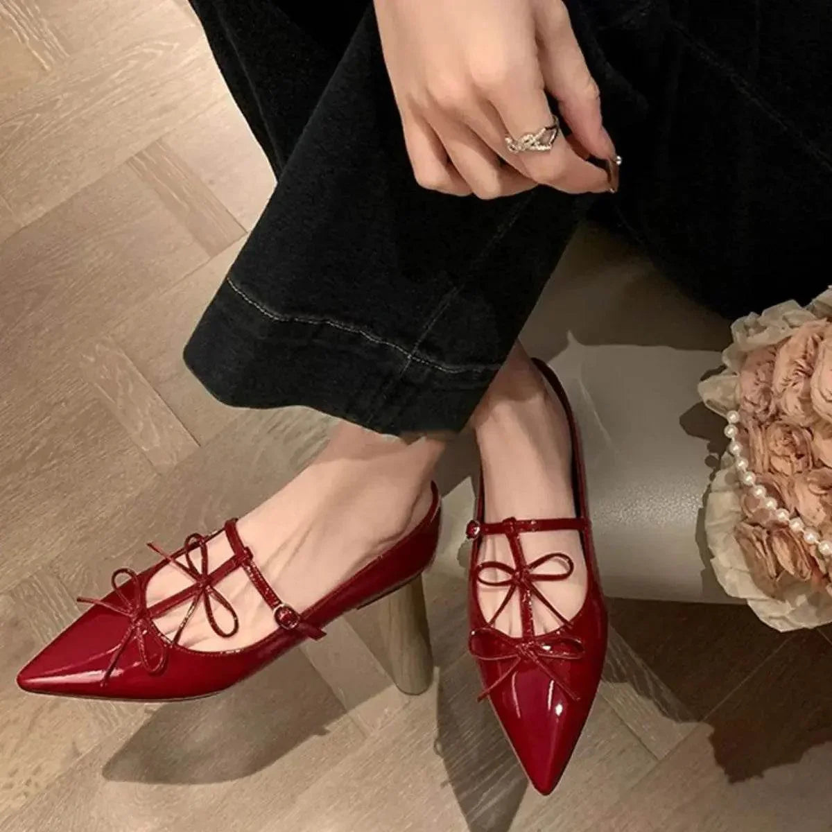 Point Toe Block Heels Slip-Ons - Velveta Studio