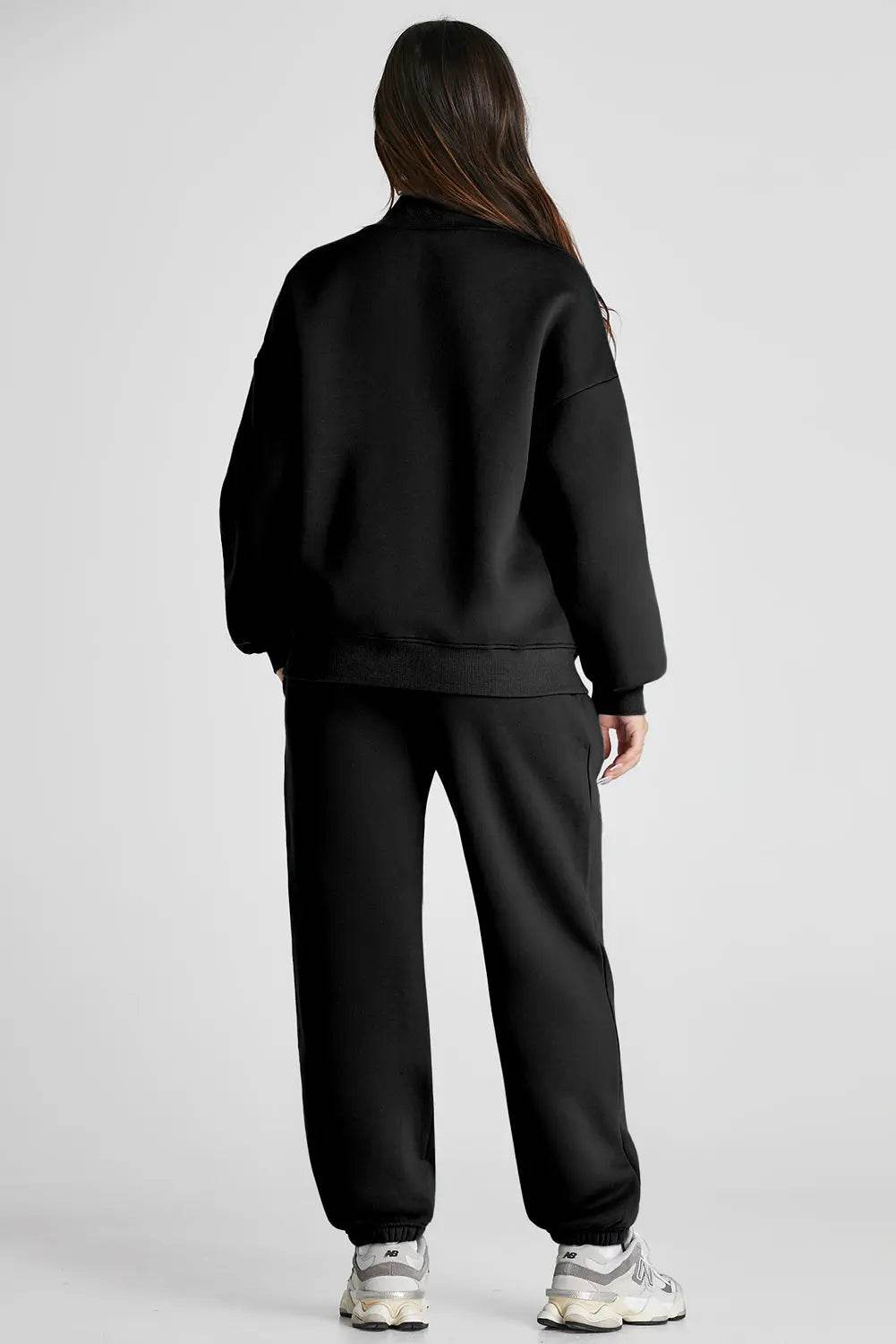 Quarter Zip Long Sleeve Top and Pants Set - Velveta Studio