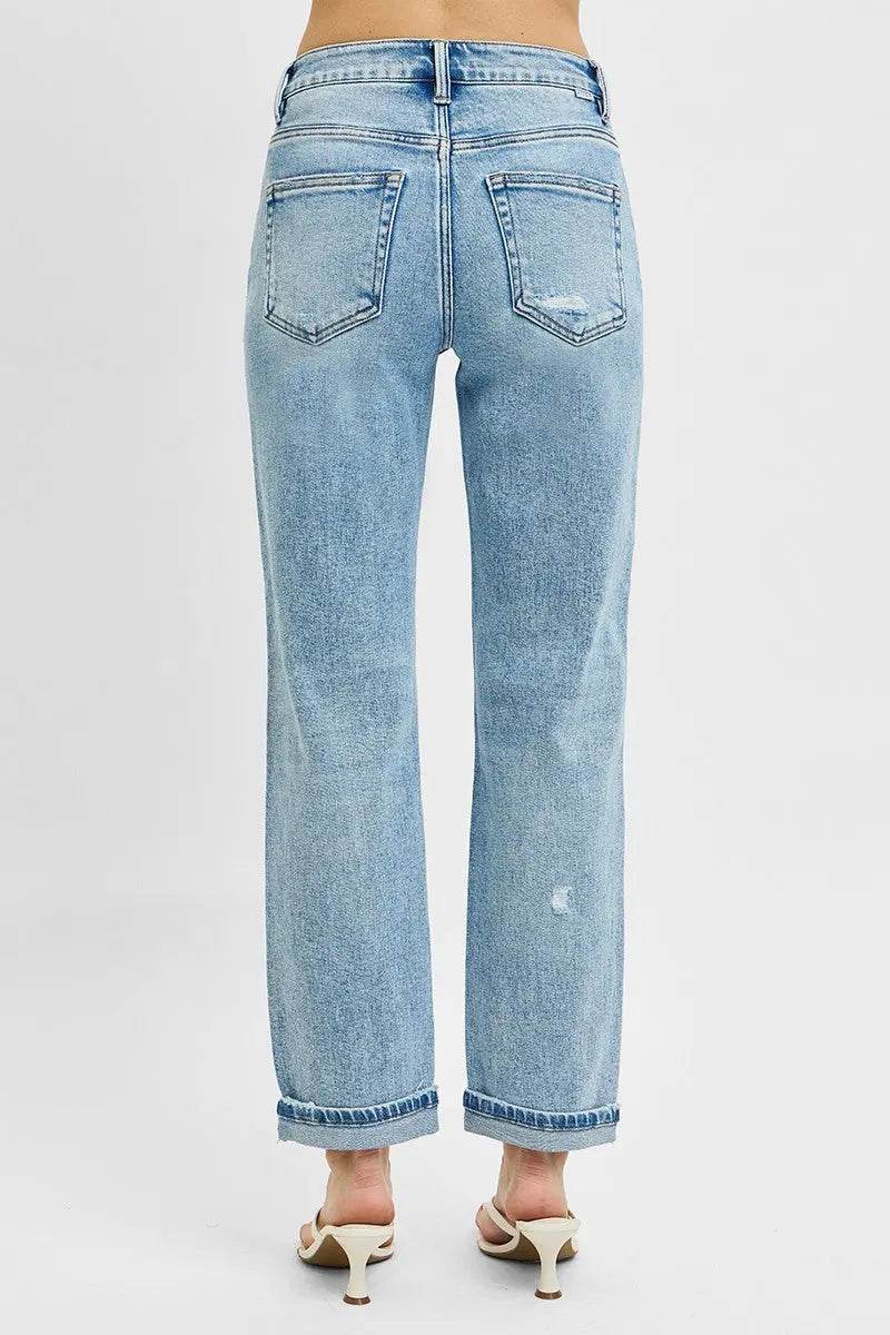 RISEN Full Size High Rise Ankle Boyfriend Distressed Jeans Plus Size - Velveta Studio