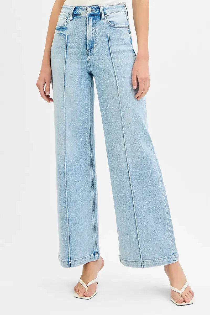 RISEN Full Size High Waist Wide Leg Pintuck Detailed Plus Size - Velveta Studio