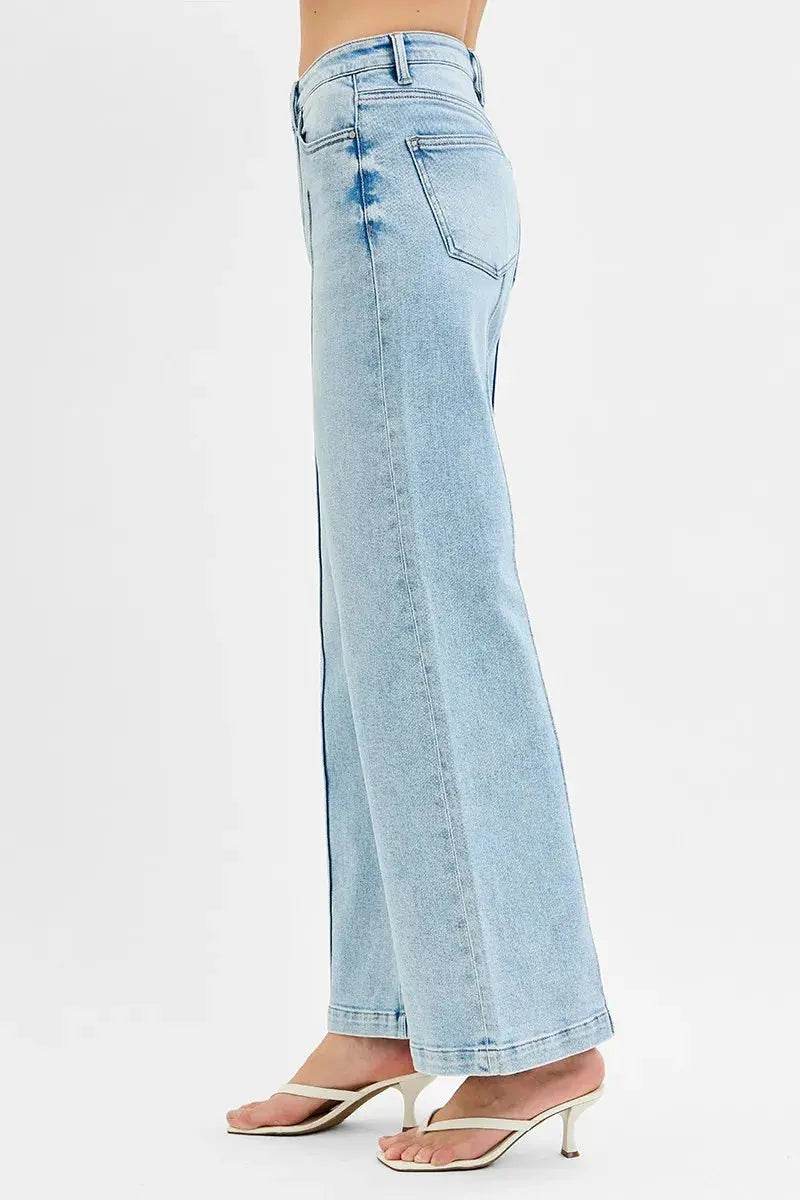 RISEN Full Size High Waist Wide Leg Pintuck Detailed Plus Size - Velveta Studio
