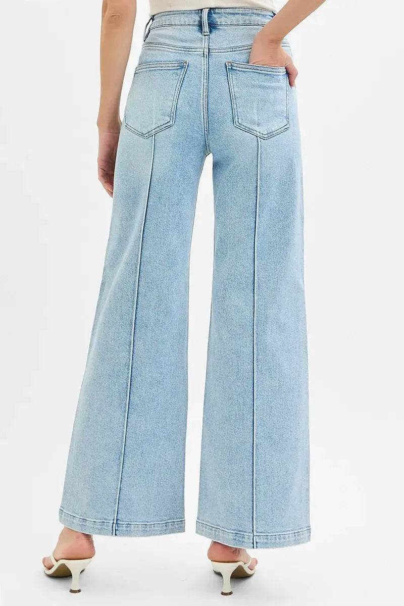 RISEN Full Size High Waist Wide Leg Pintuck Detailed Plus Size - Velveta Studio