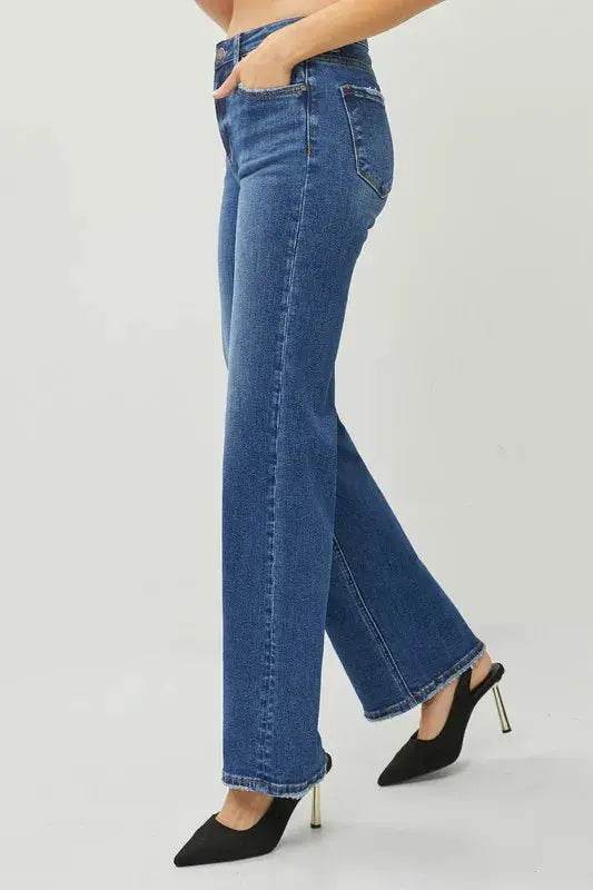 RISEN High Rise Straight Jeans - Velveta Studio