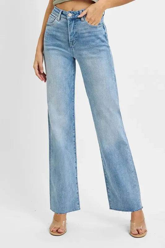 RISEN Tummy Control Rise Straight Jeans - Velveta Studio