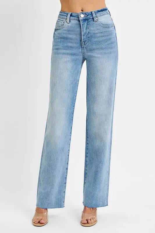 RISEN Tummy Control Rise Straight Jeans - Velveta Studio