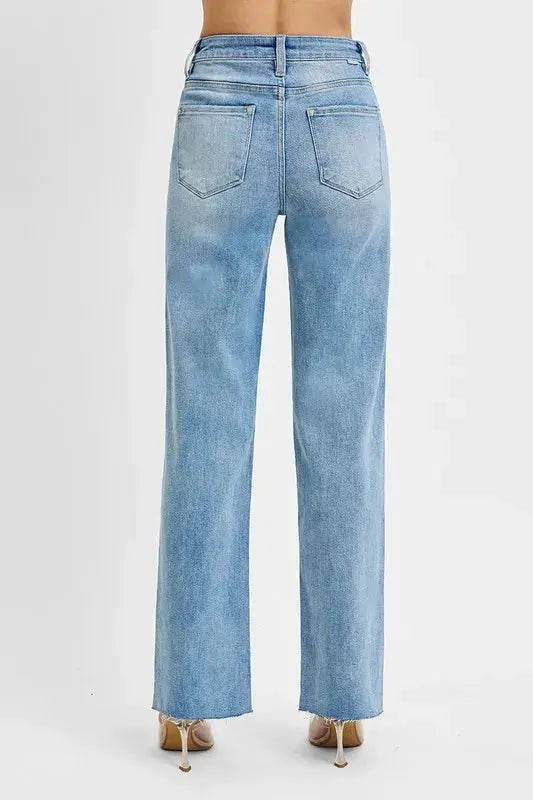 RISEN Tummy Control Rise Straight Jeans - Velveta Studio