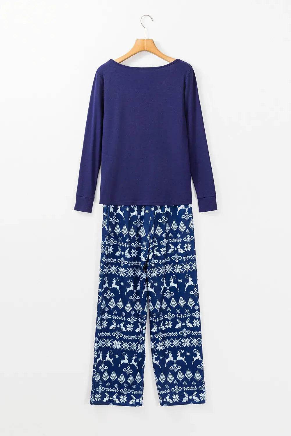Round Neck Long Sleeve Top and Printed Pants Lounge Set - Velveta Studio