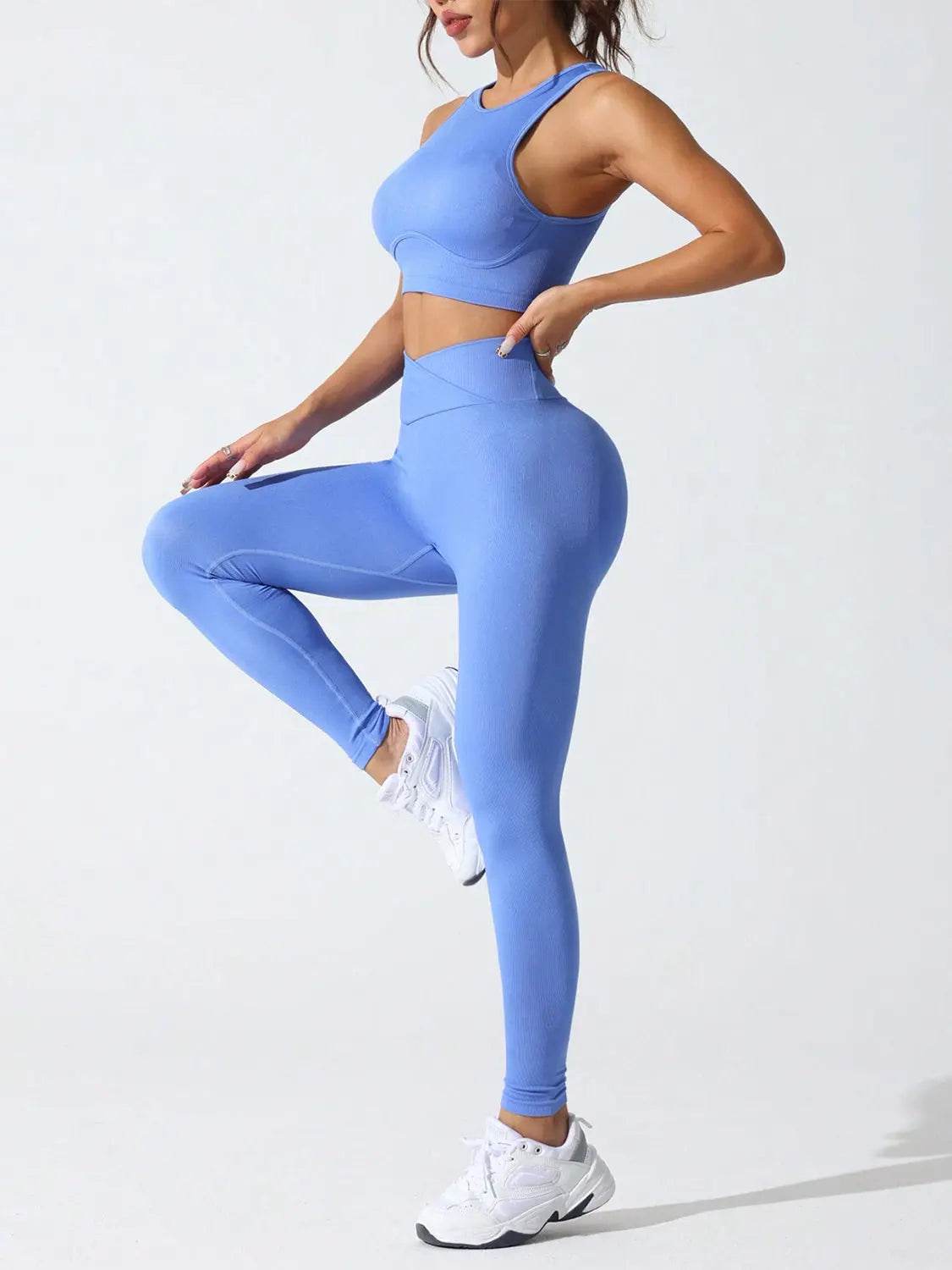Round Neck Tank and High Waist Leggings Active Set - Velveta Studio