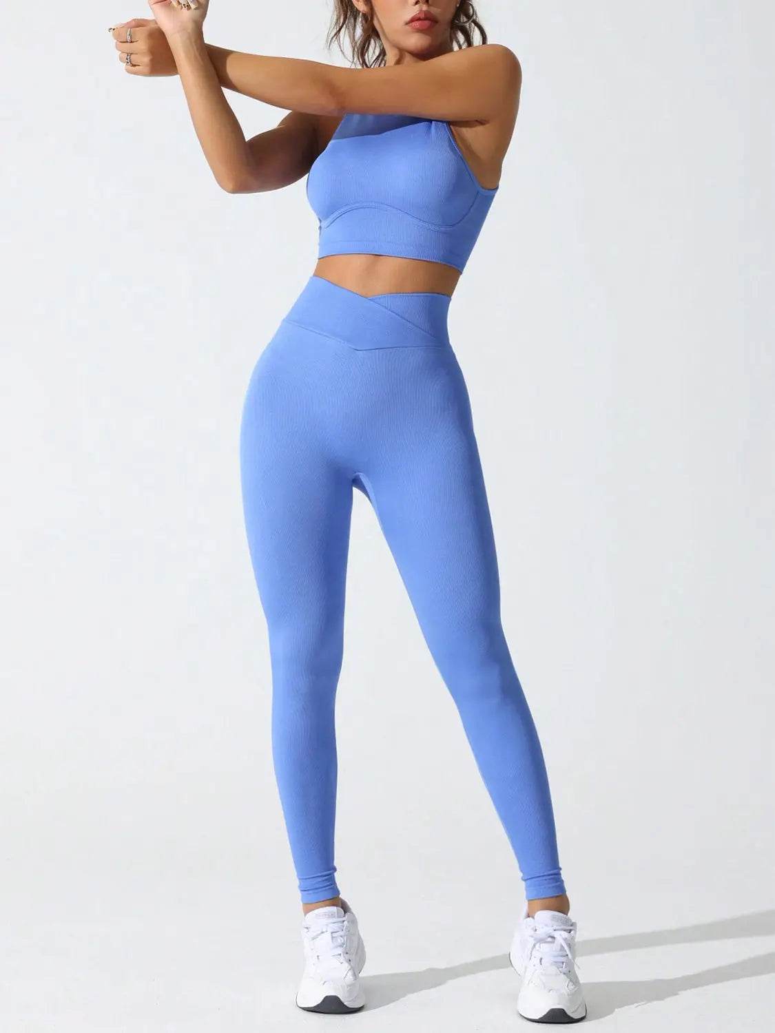 Round Neck Tank and High Waist Leggings Active Set - Velveta Studio