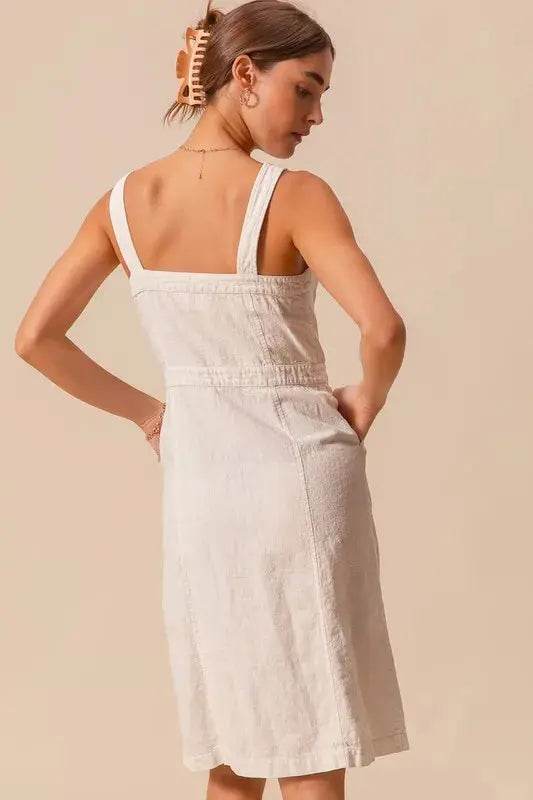 SO ME Button Down Pocket Front Pinafore Dress - Velveta Studio
