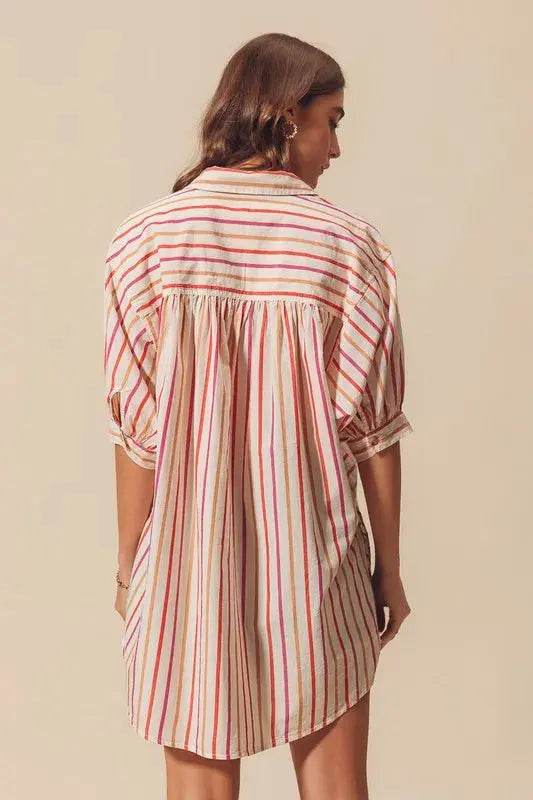 SO ME Multicolored Stripe Button Down Shirt - Velveta Studio