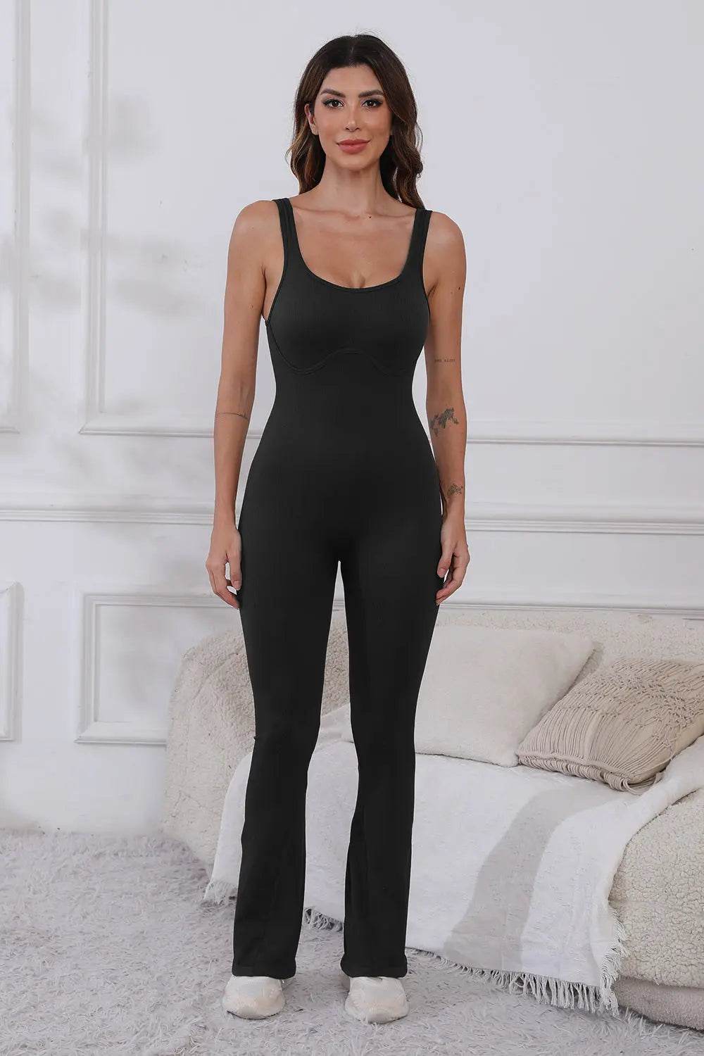 Scoop Neck Wide Strap Active Jumpsuit - Velveta Studio