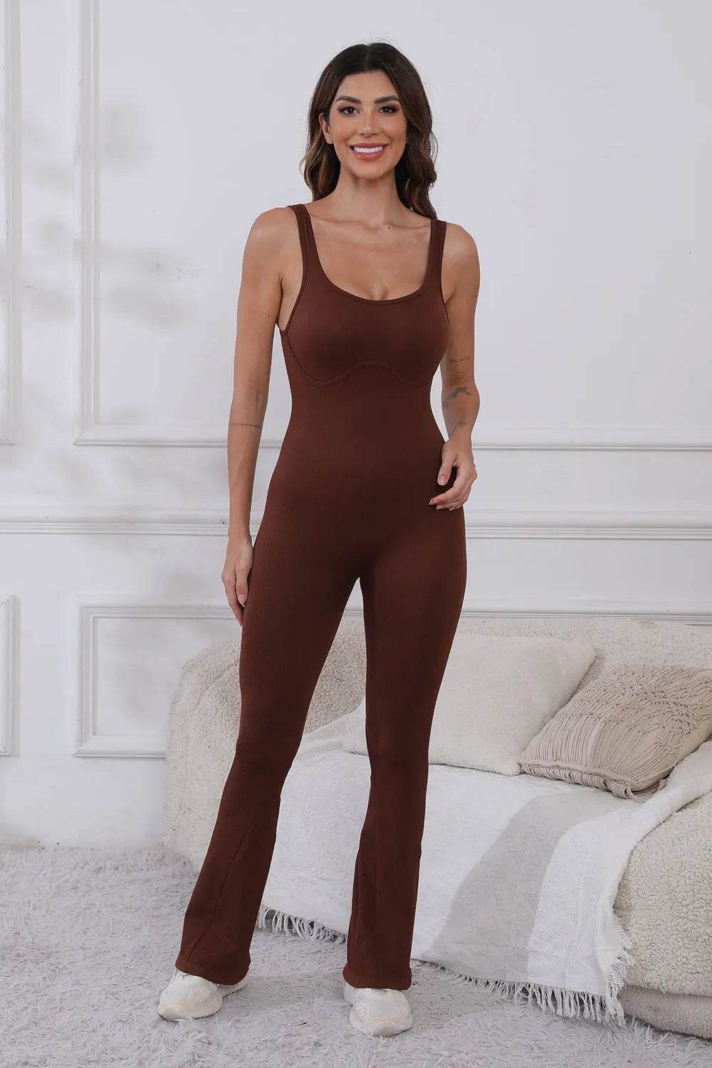 Scoop Neck Wide Strap Active Jumpsuit - Velveta Studio