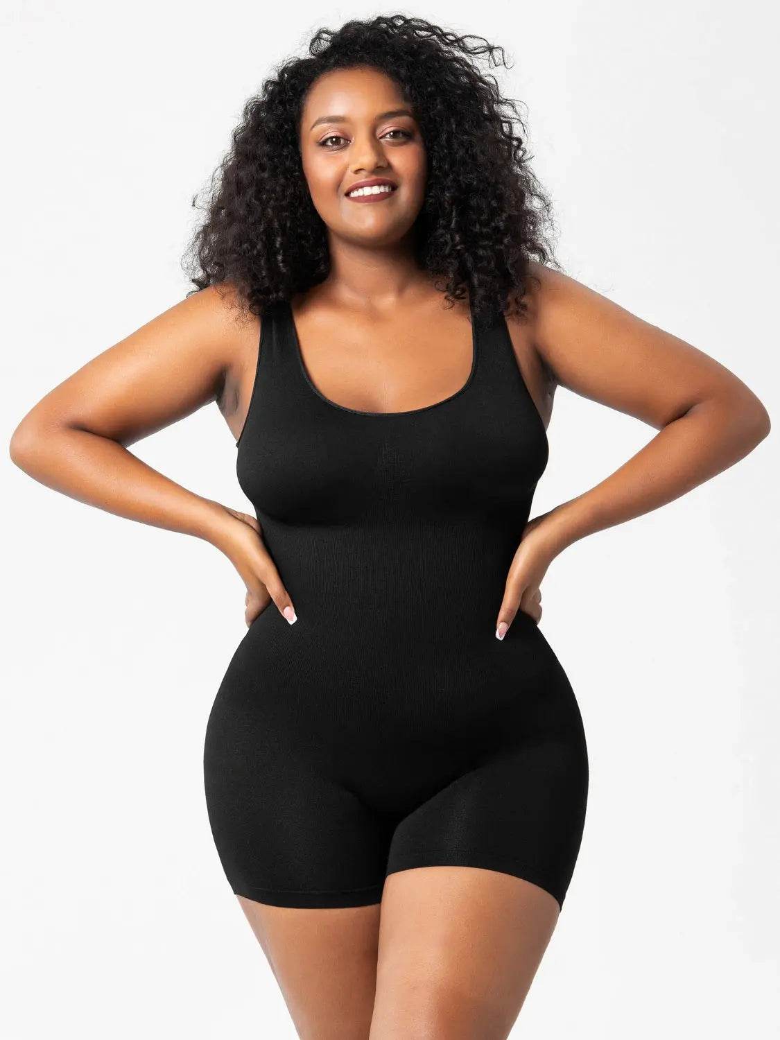 Scoop Neck Wide Strap Shaping Romper - Velveta Studio