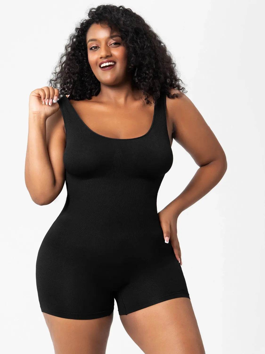 Scoop Neck Wide Strap Shaping Romper - Velveta Studio