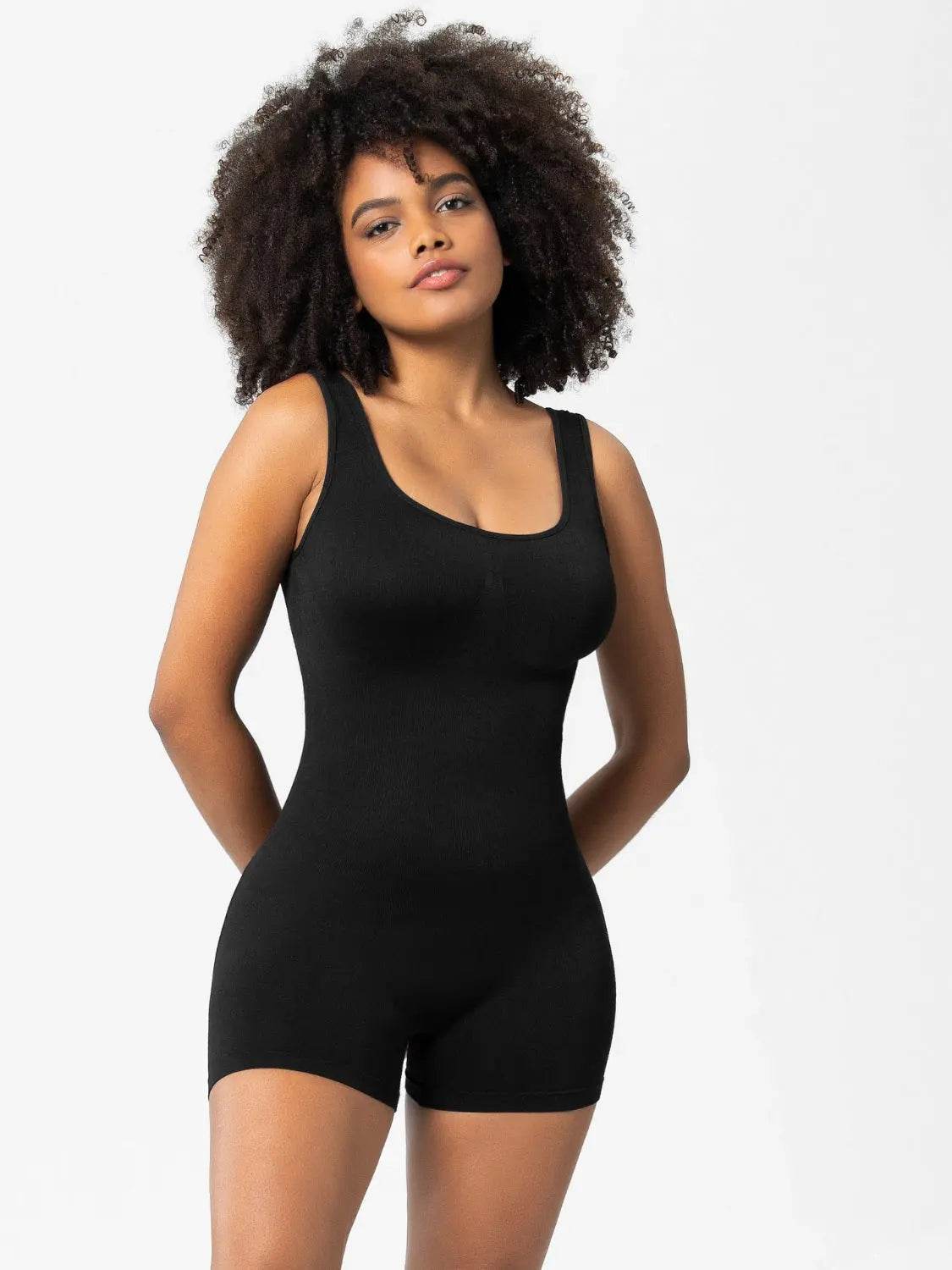 Scoop Neck Wide Strap Shaping Romper - Velveta Studio