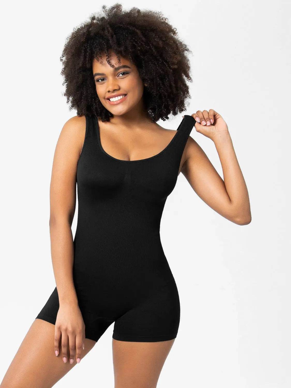 Scoop Neck Wide Strap Shaping Romper - Velveta Studio