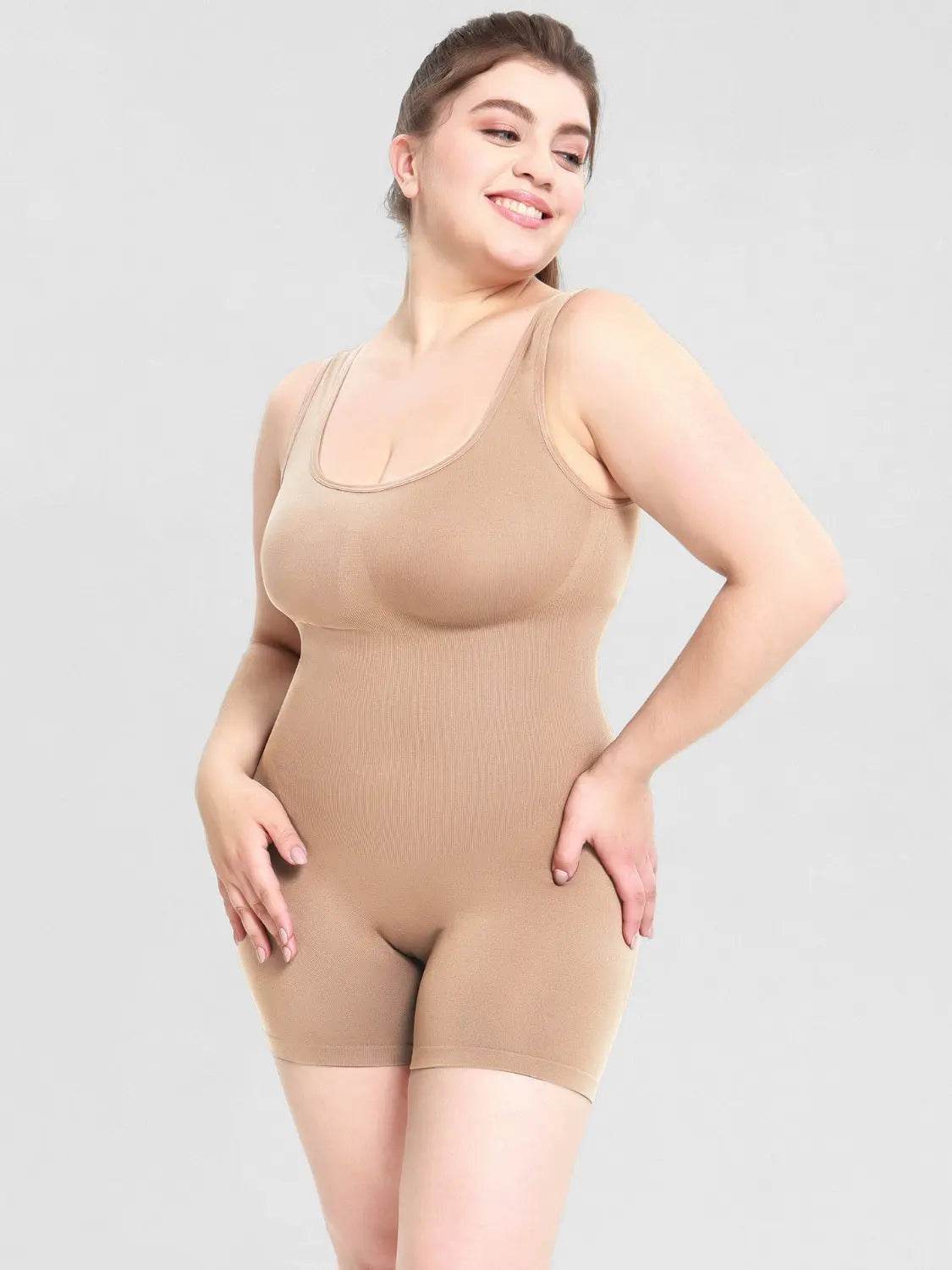 Scoop Neck Wide Strap Shaping Romper - Velveta Studio
