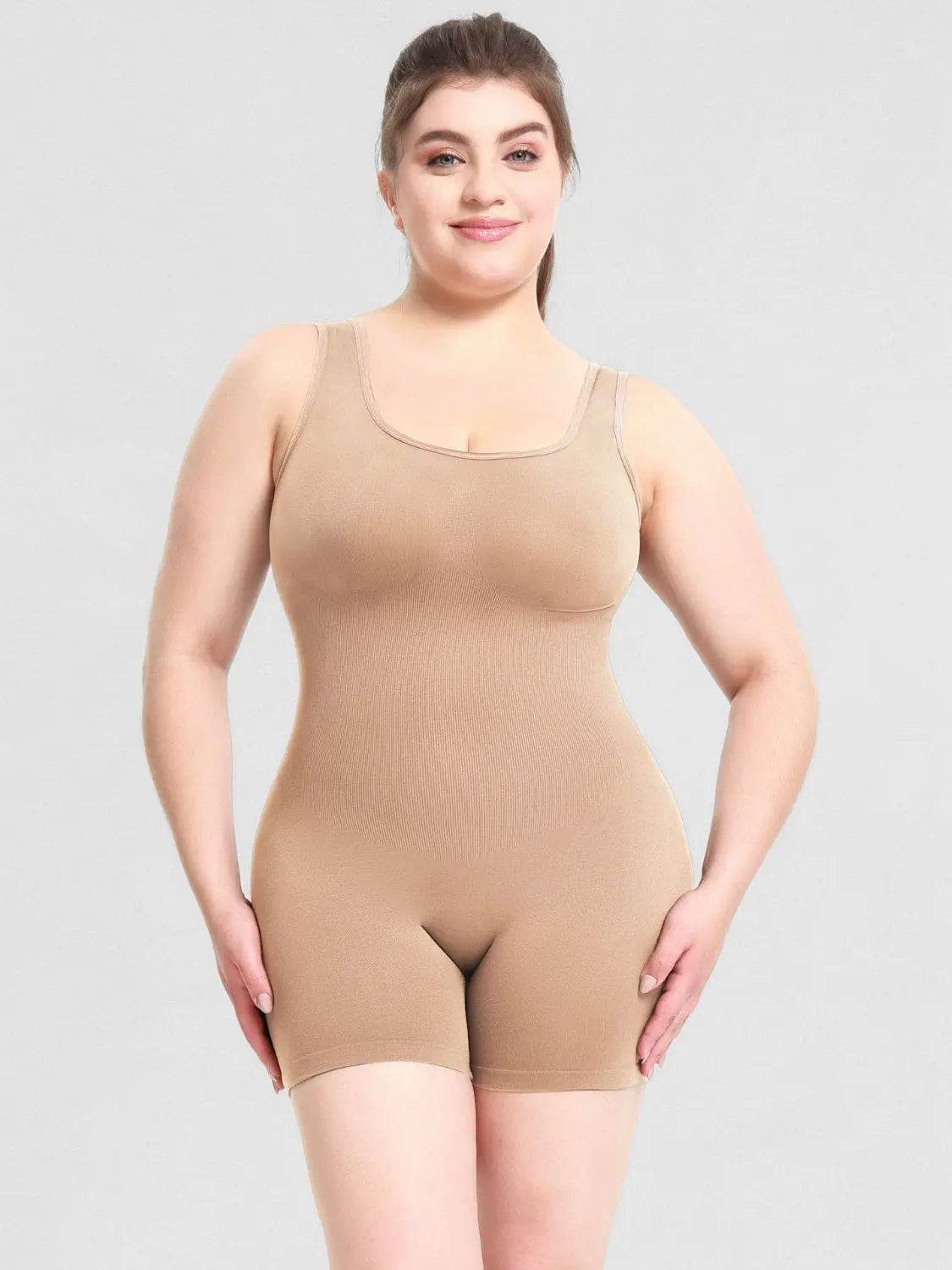 Scoop Neck Wide Strap Shaping Romper - Velveta Studio