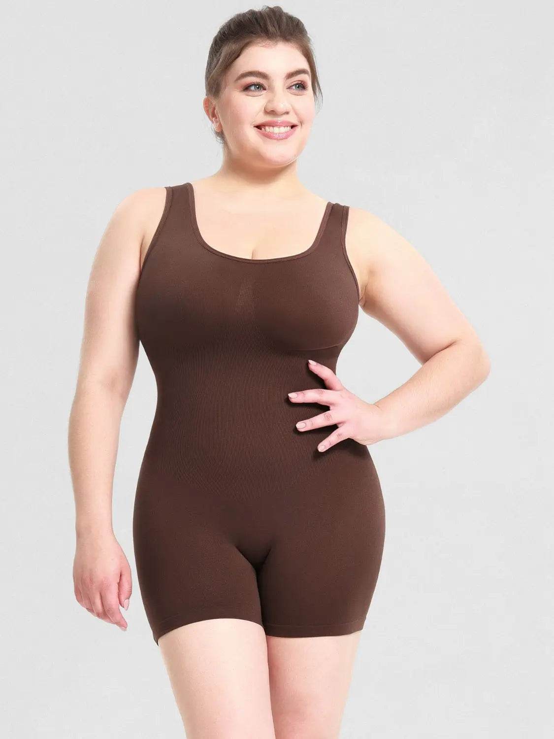 Scoop Neck Wide Strap Shaping Romper - Velveta Studio