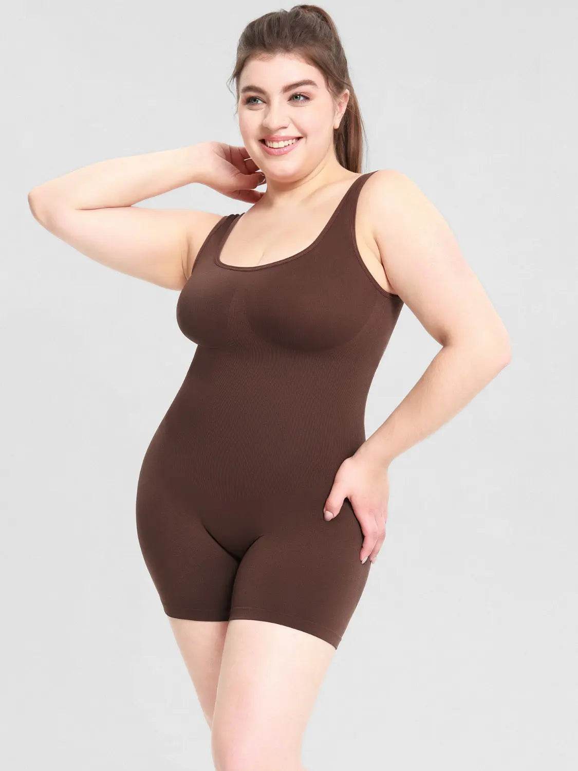 Scoop Neck Wide Strap Shaping Romper - Velveta Studio