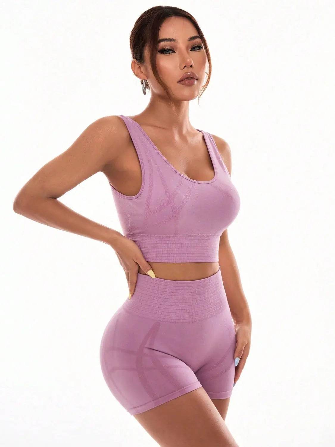 Scoop Neck Wide Strap Top and Shorts Active Set - Velveta Studio