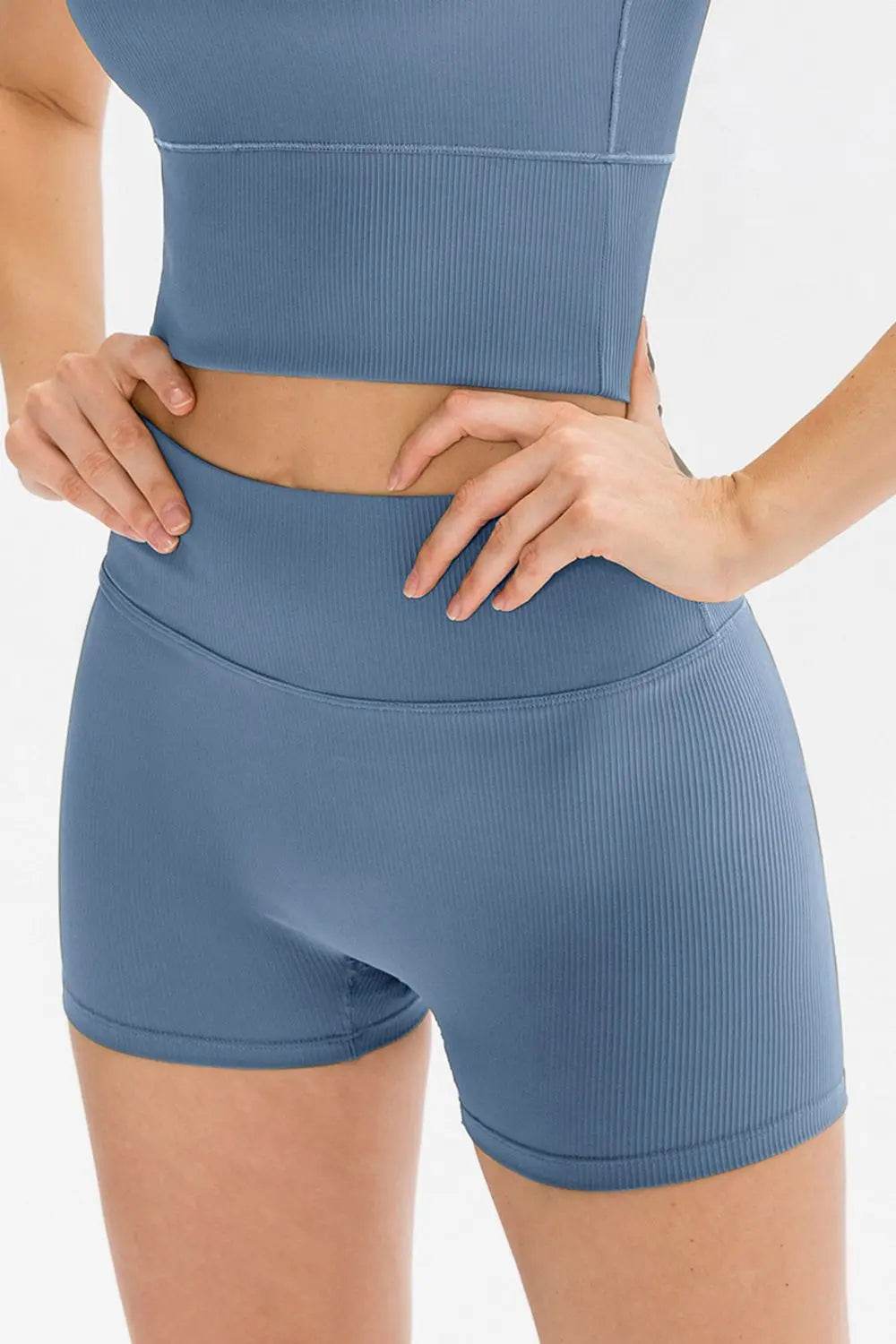 Slim Fit Wide Waistband Sports Shorts - Velveta Studio