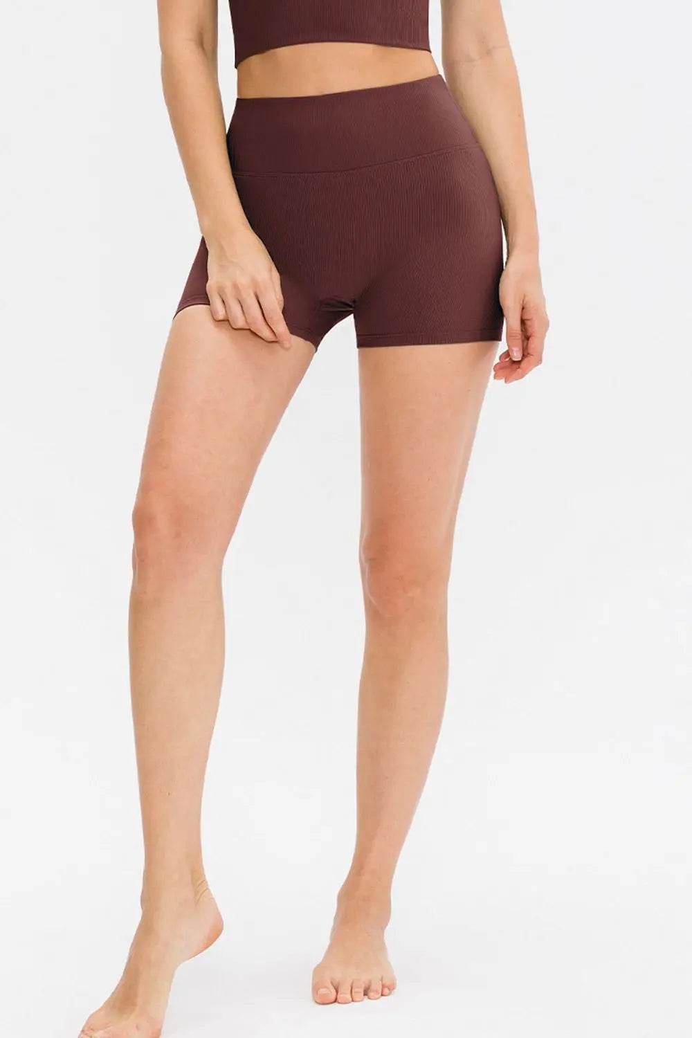 Slim Fit Wide Waistband Sports Shorts - Velveta Studio