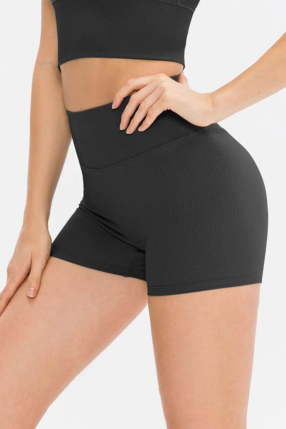 Slim Fit Wide Waistband Sports Shorts - Velveta Studio
