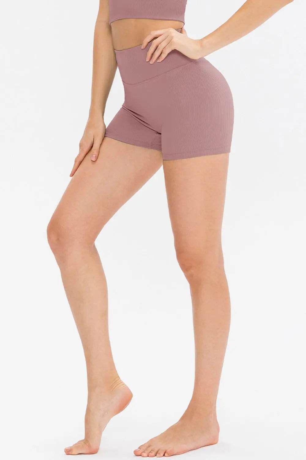 Slim Fit Wide Waistband Sports Shorts - Velveta Studio