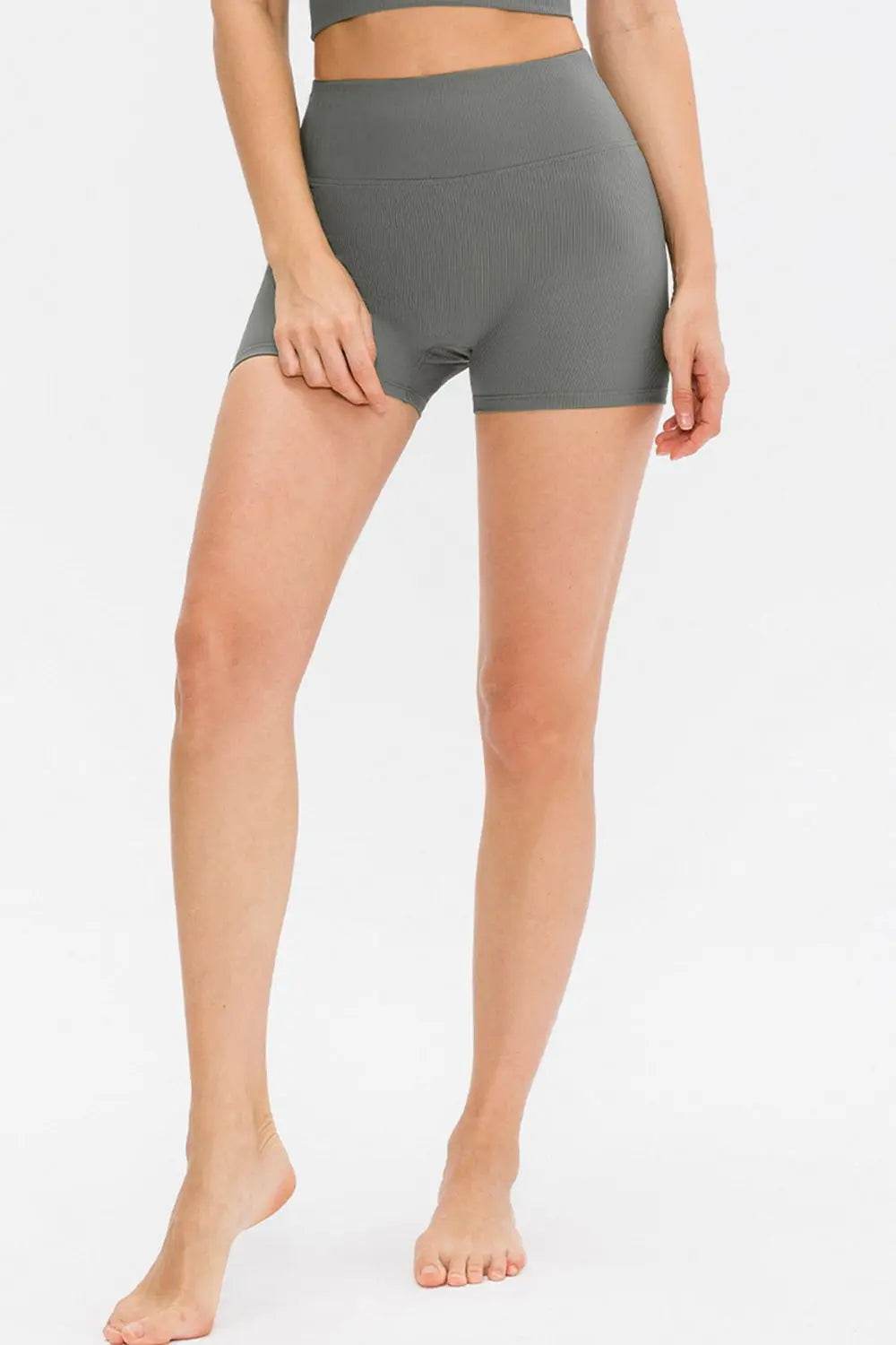 Slim Fit Wide Waistband Sports Shorts - Velveta Studio