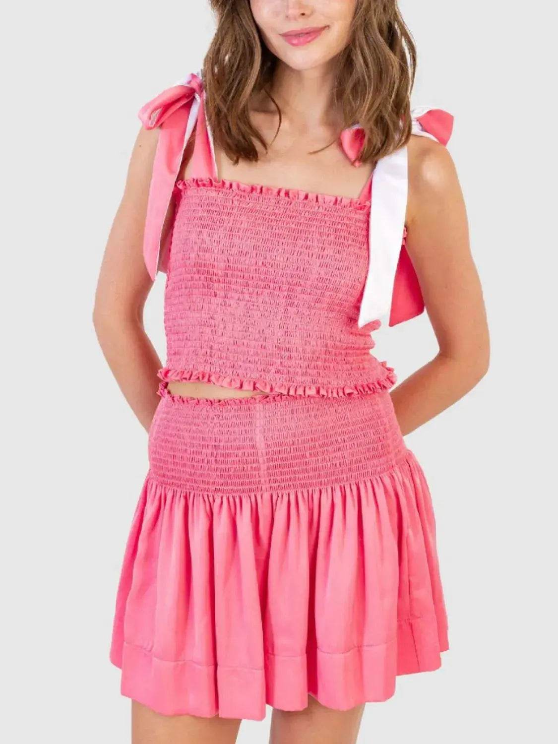 Smocked Tie Shoulder Cami and Shorts Set - Velveta Studio