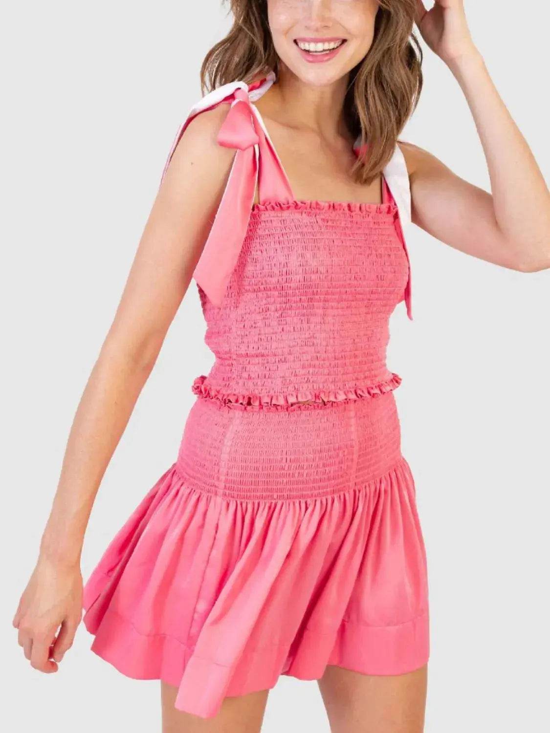 Smocked Tie Shoulder Cami and Shorts Set - Velveta Studio