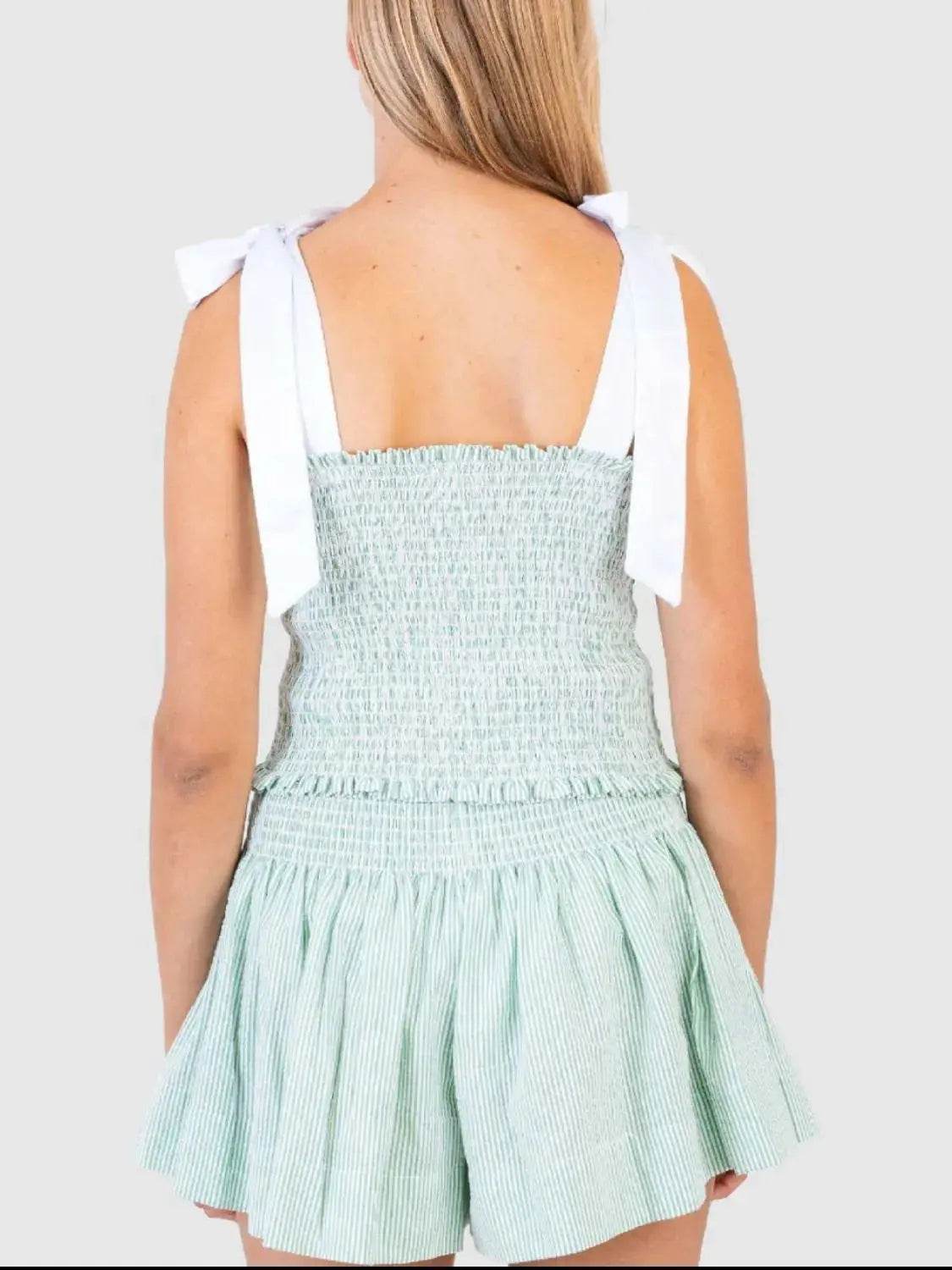 Smocked Tie Shoulder Cami and Shorts Set - Velveta Studio