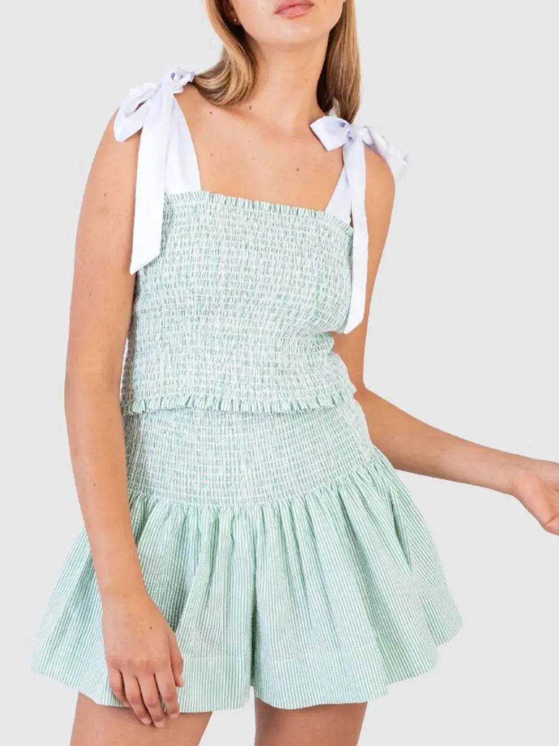 Smocked Tie Shoulder Cami and Shorts Set - Velveta Studio