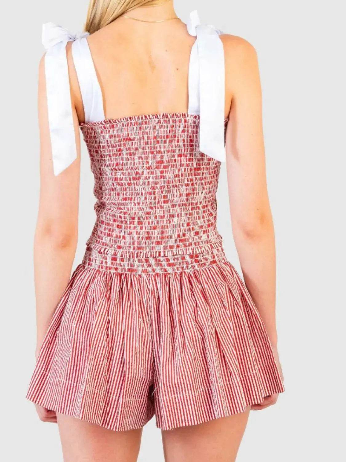 Smocked Tie Shoulder Cami and Shorts Set - Velveta Studio
