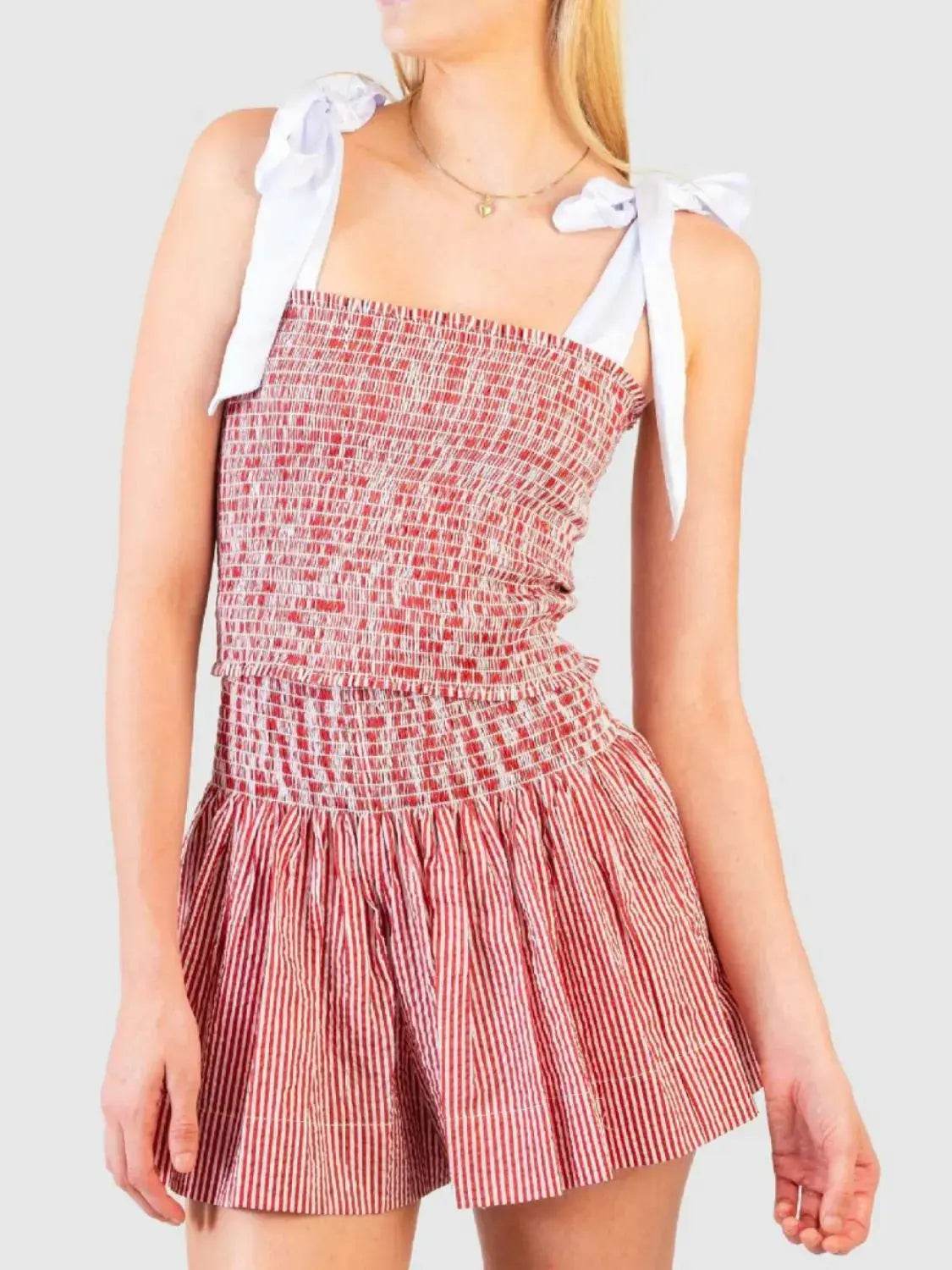 Smocked Tie Shoulder Cami and Shorts Set - Velveta Studio