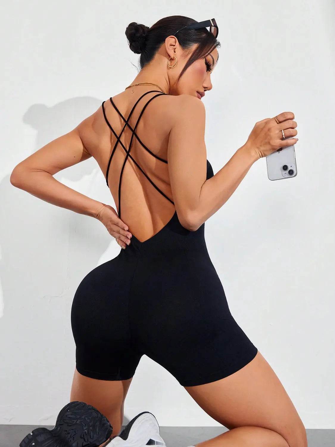 Spaghetti Strap Crisscross Romper - Velveta Studio